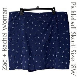 Zac & Rachel Woman - Nautical Anchor Pickleball Skort - Size 18W